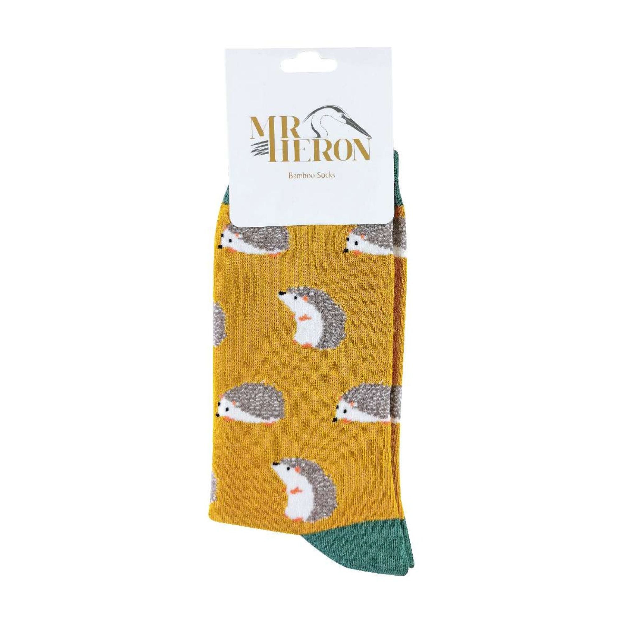 1 Pack Mens Novelty Mustard Hedgehog Bamboo Socks