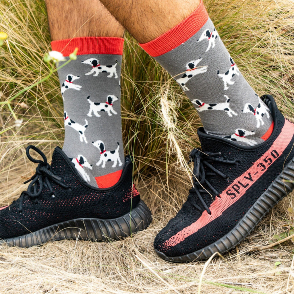 1 Pack Mens Novelty Charcoal Dalmatian Bamboo Socks