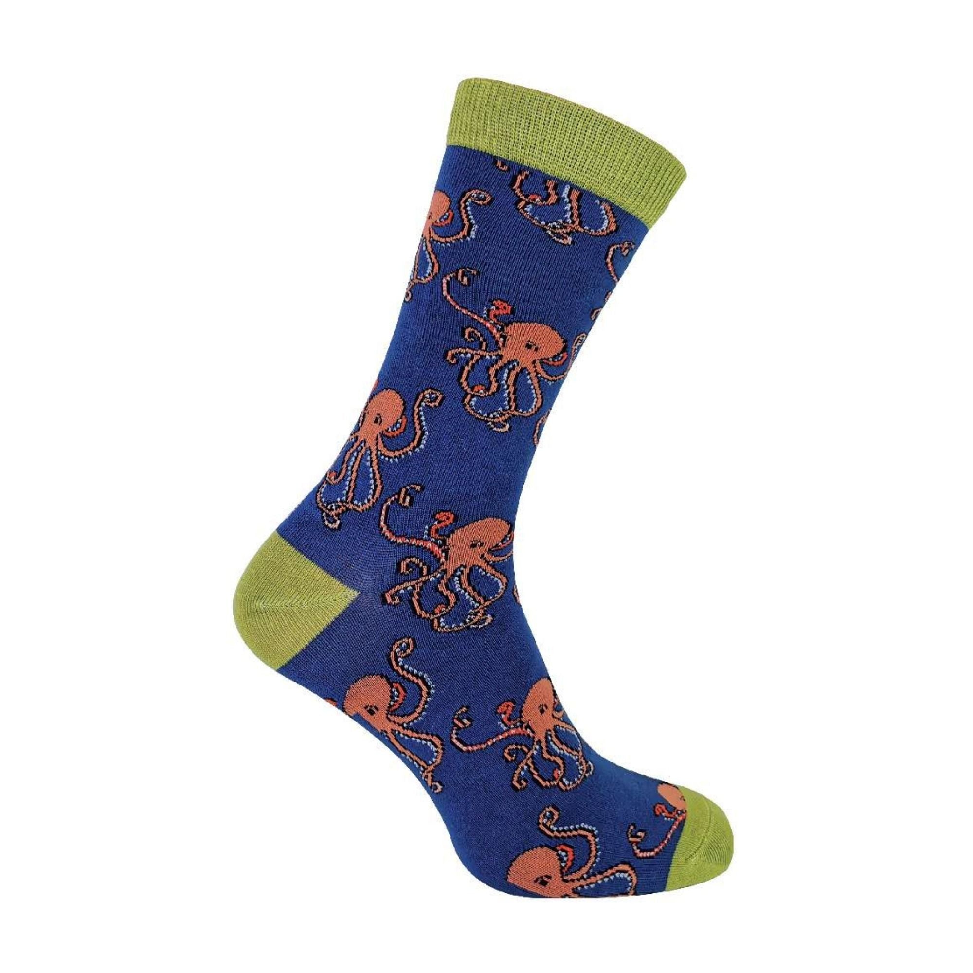 1 Pack Mens Novelty Navy Octopus Bamboo Socks