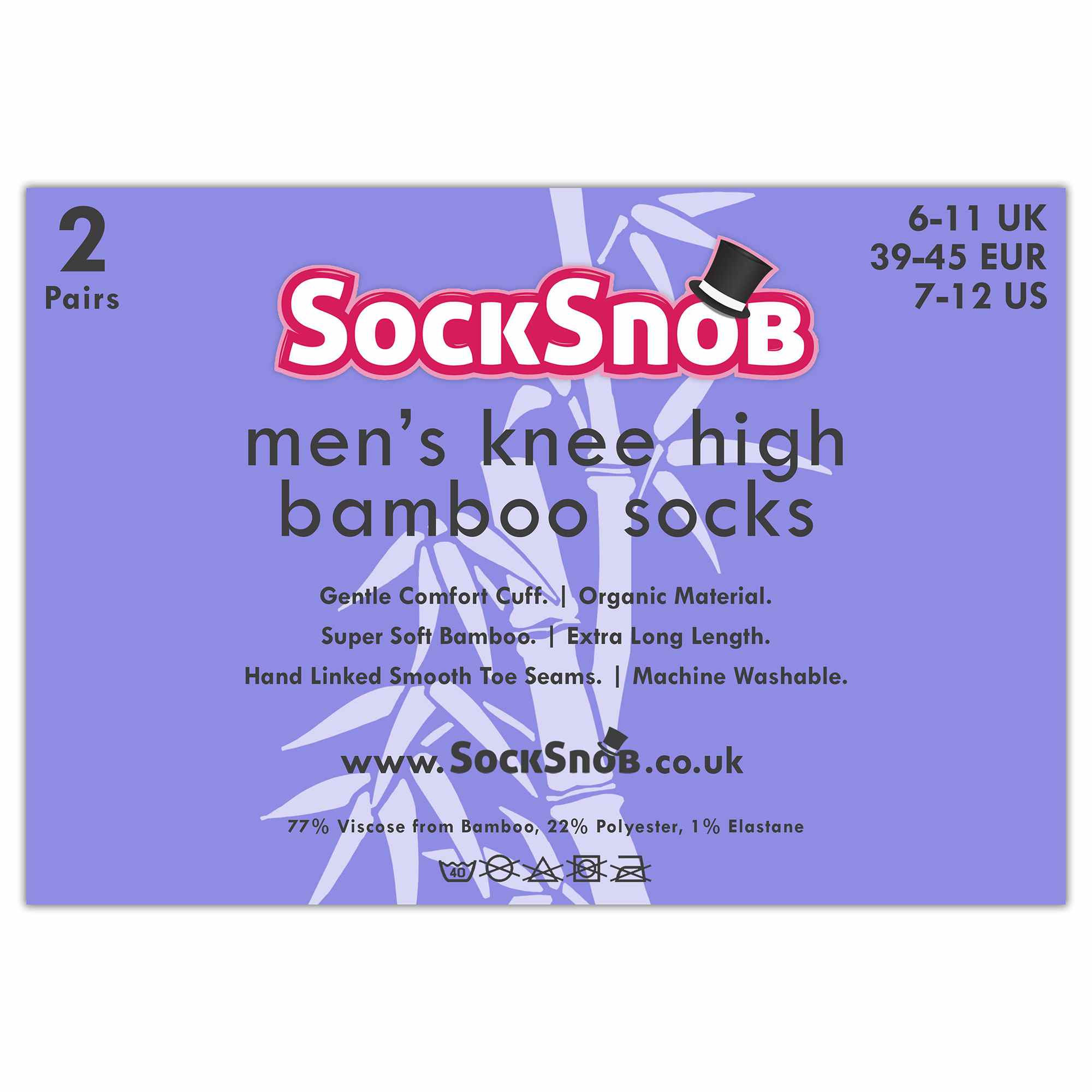 2 Pack Mens Extra Long Knee High Breathable Bamboo Socks