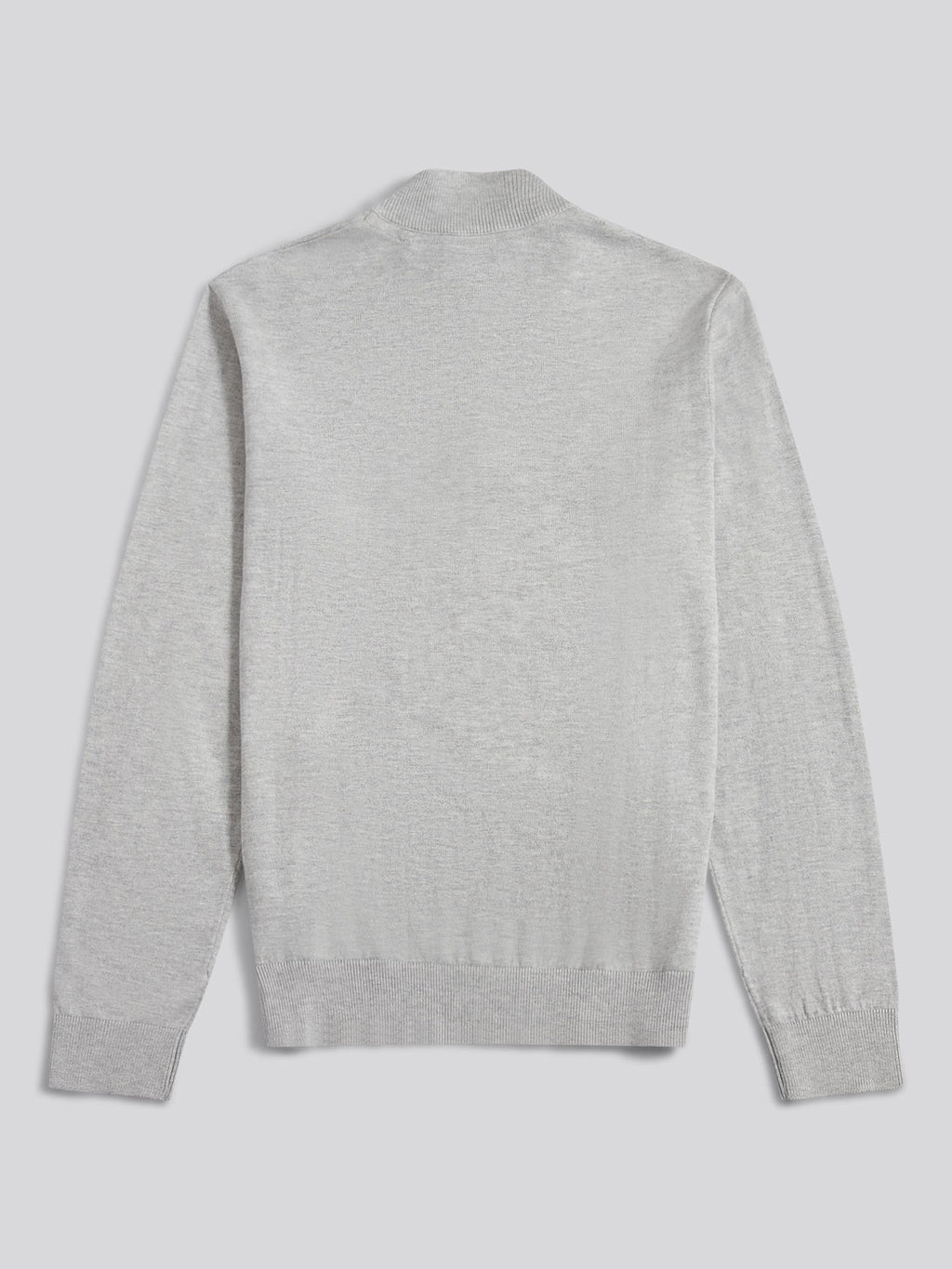 Mens Cotton Funnel Neck 1/4 Zip Knit in Mid Grey Marl