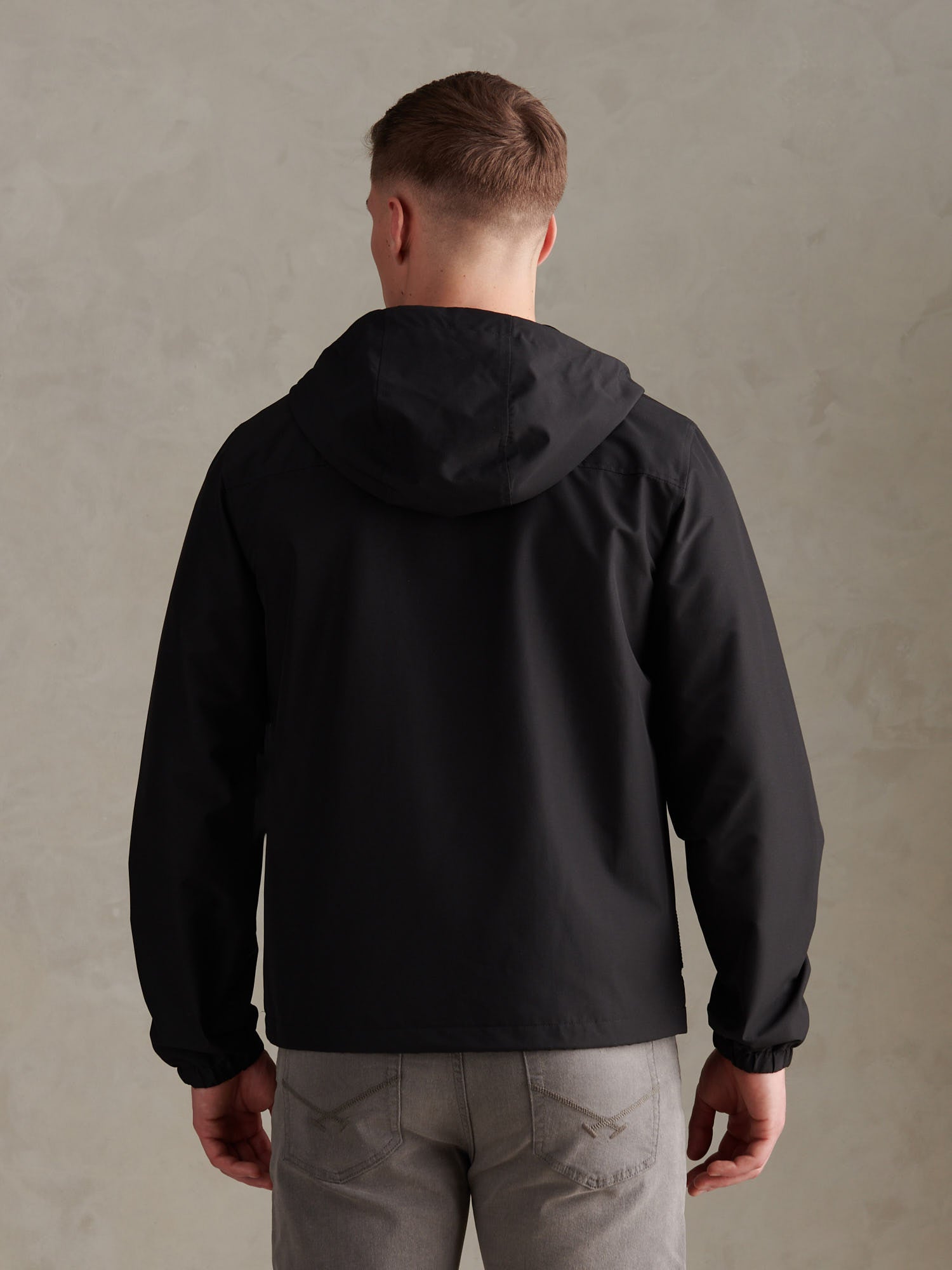 Mens Hooded Windbreaker Black Bright White DHM