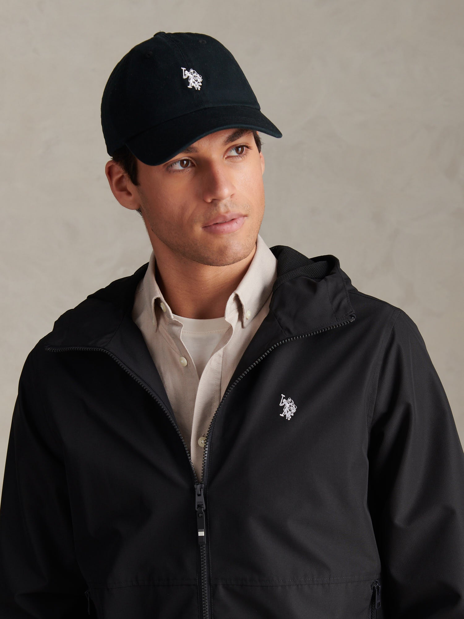 Mens Washed Casual Cap Black Bright White DHM