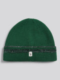 Mens Stripe Tipping Rib Knit Beanie in Pineneedle