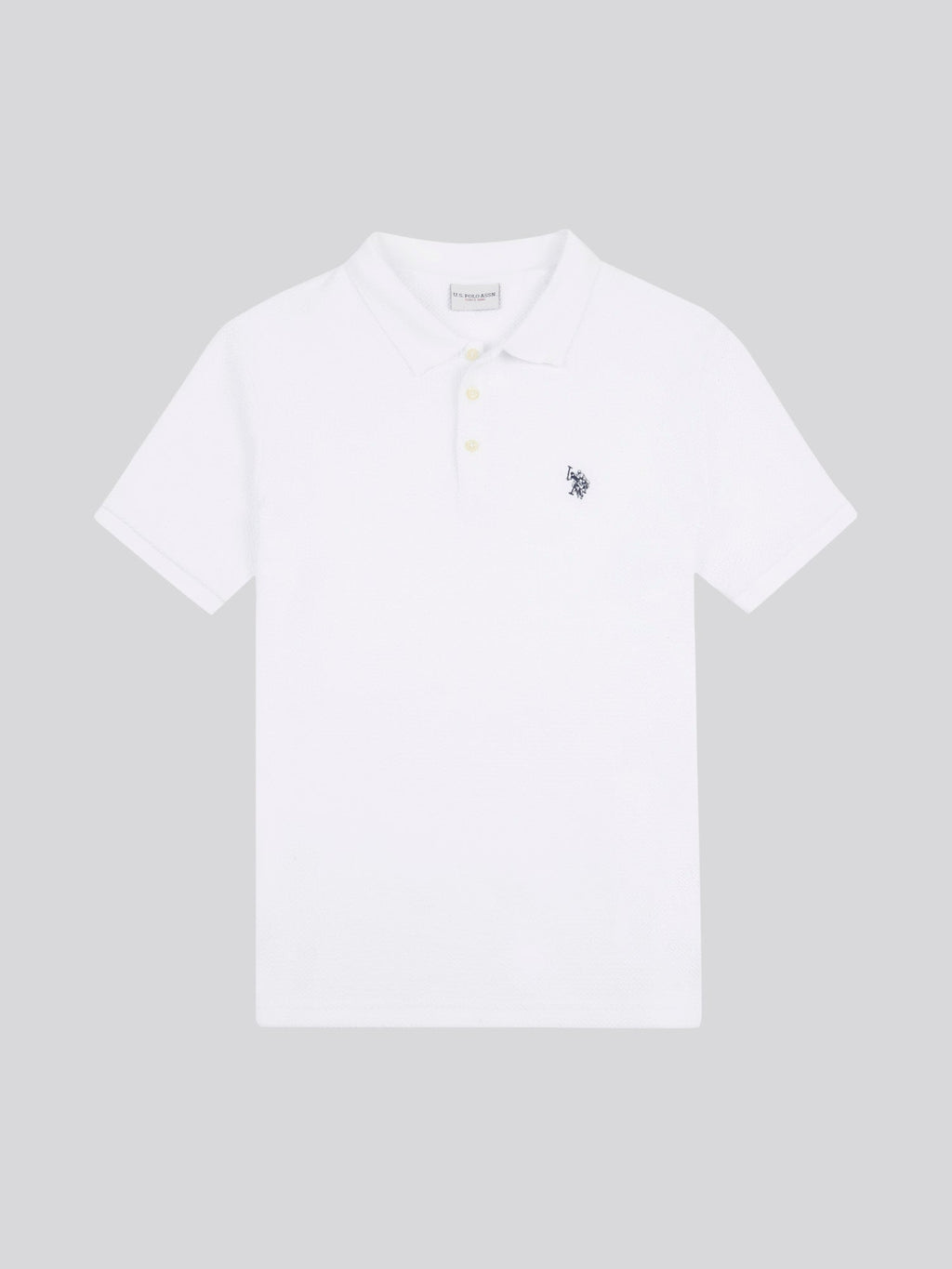 Mens Textured Double Horsemen Polo Shirt in Bright White