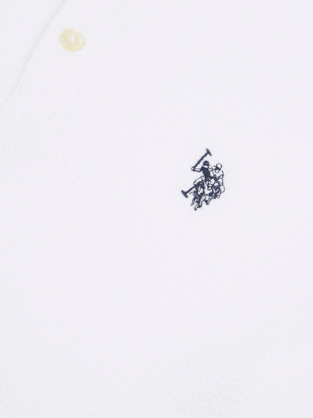 Mens Textured Double Horsemen Polo Shirt in Bright White