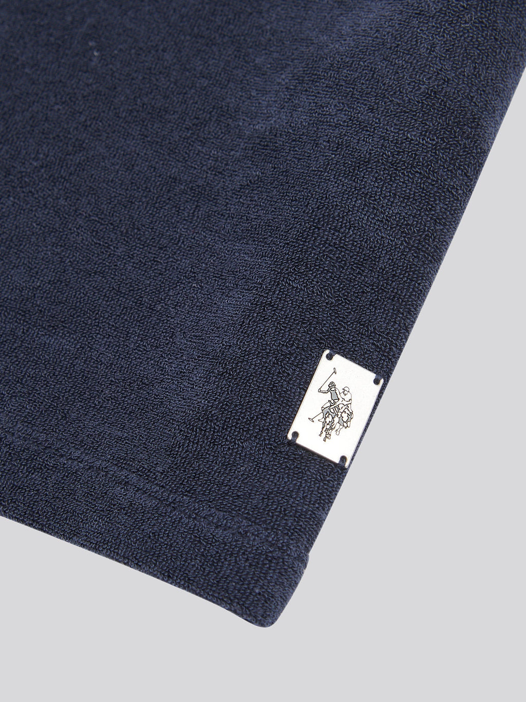 Mens Terry Revere Collar Polo Shirt in Dark Sapphire Navy