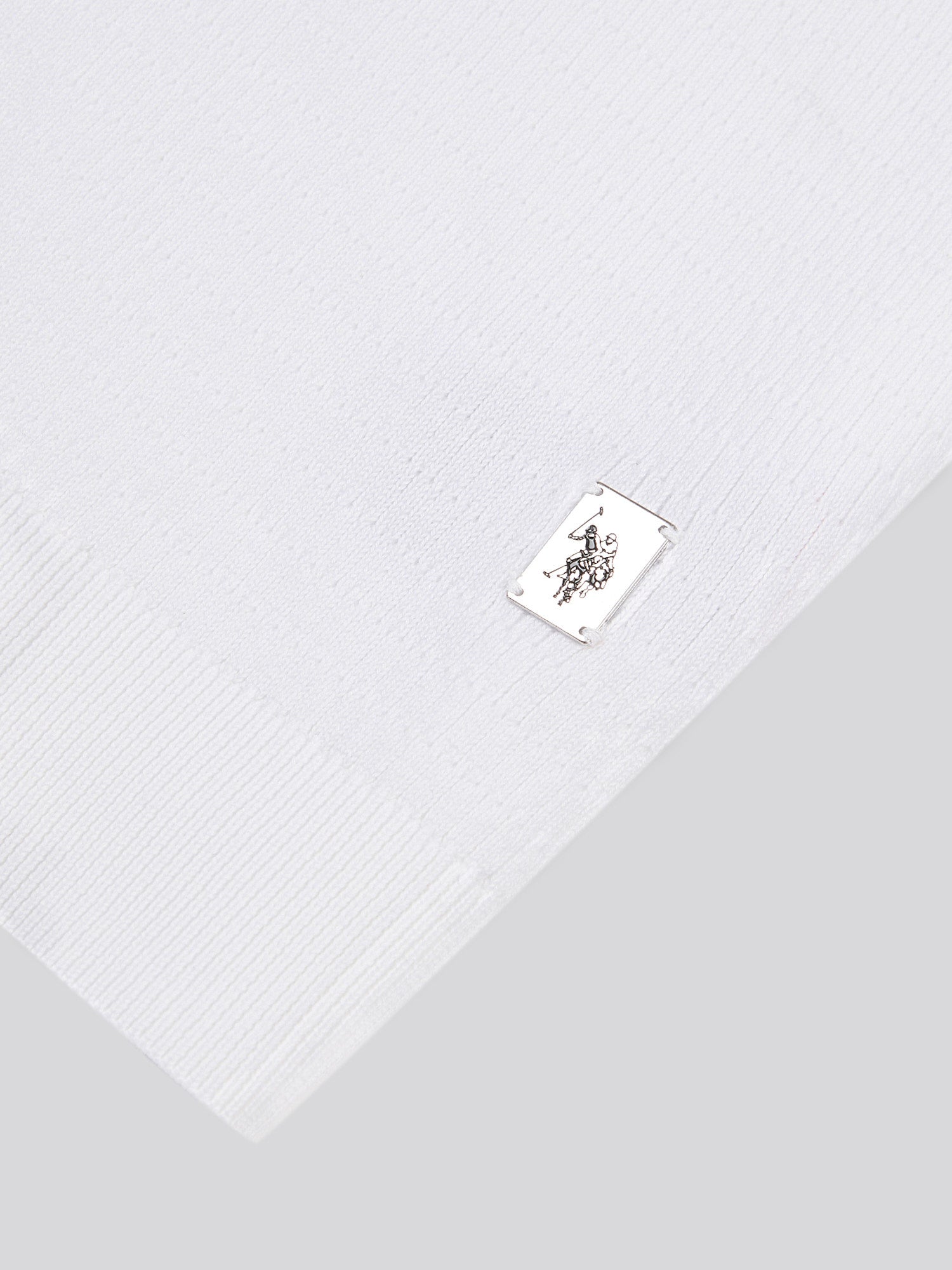Mens Texture Open Collar Knit Polo Shirt in Bright White