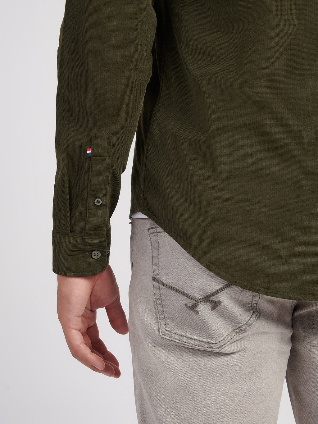 Mens Textured Corduroy Shirt in Forest Night