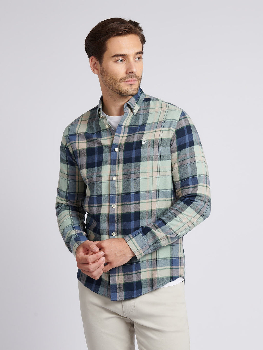 Mens Checked Buttondown Shirt in Vintage Indigo