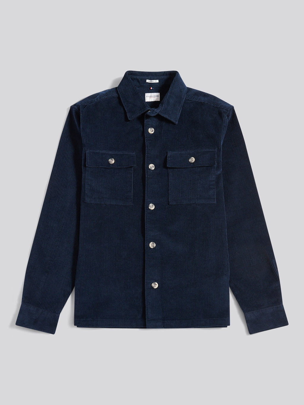 U.S. Polo Assn. Mens Textured Cord Overshirt Dark Sapphire Navy