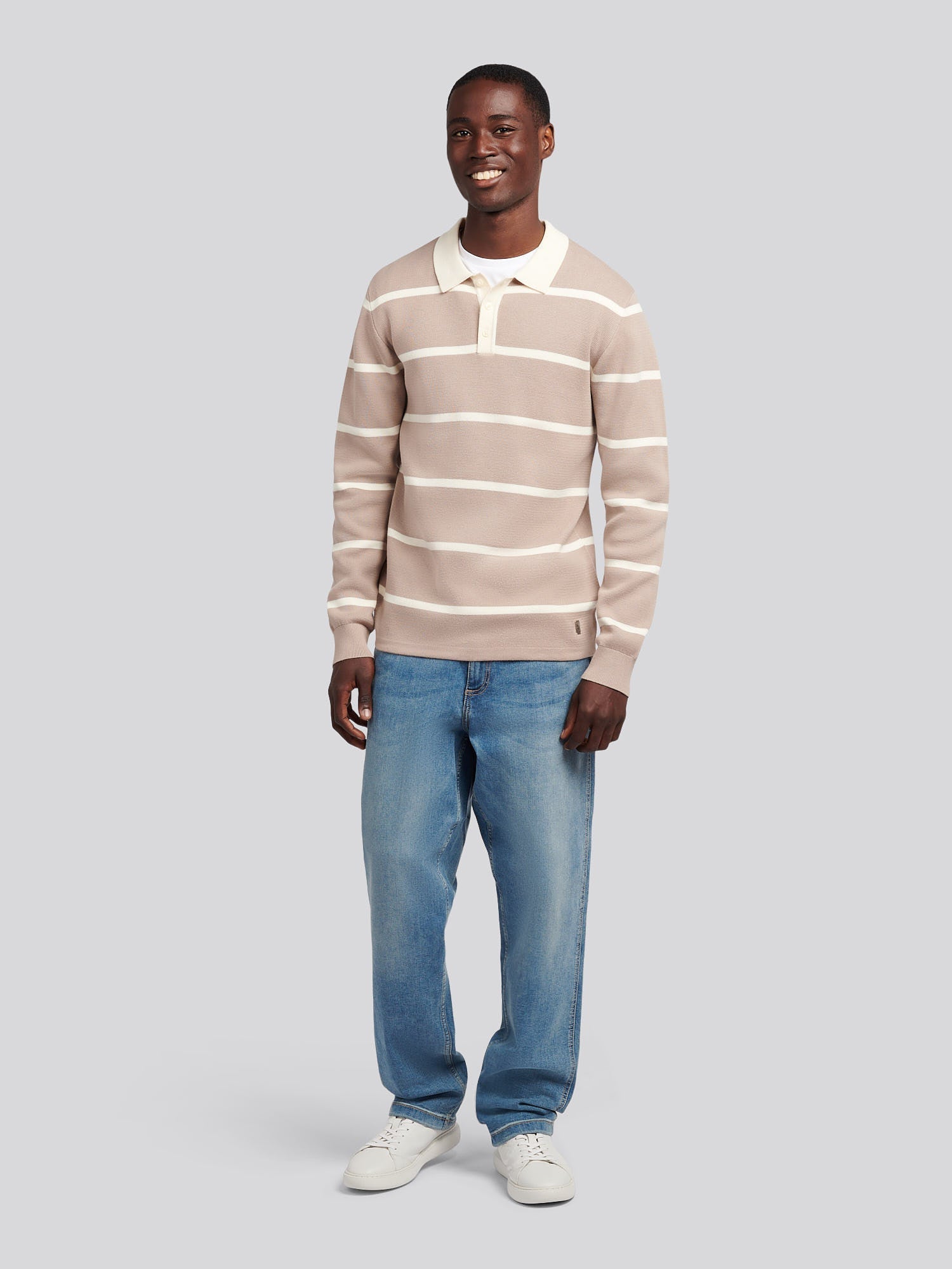 Mens Stripe Knit Rugby in Atmosphere