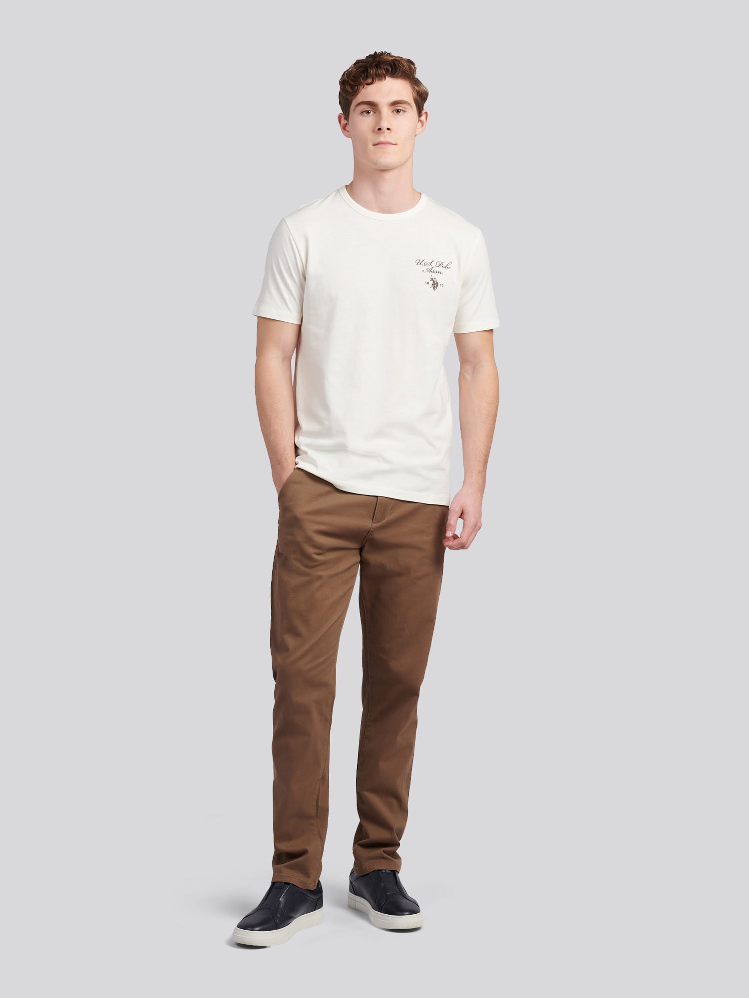 Mens Script Print Back Graphic T-Shirt in Whisper White
