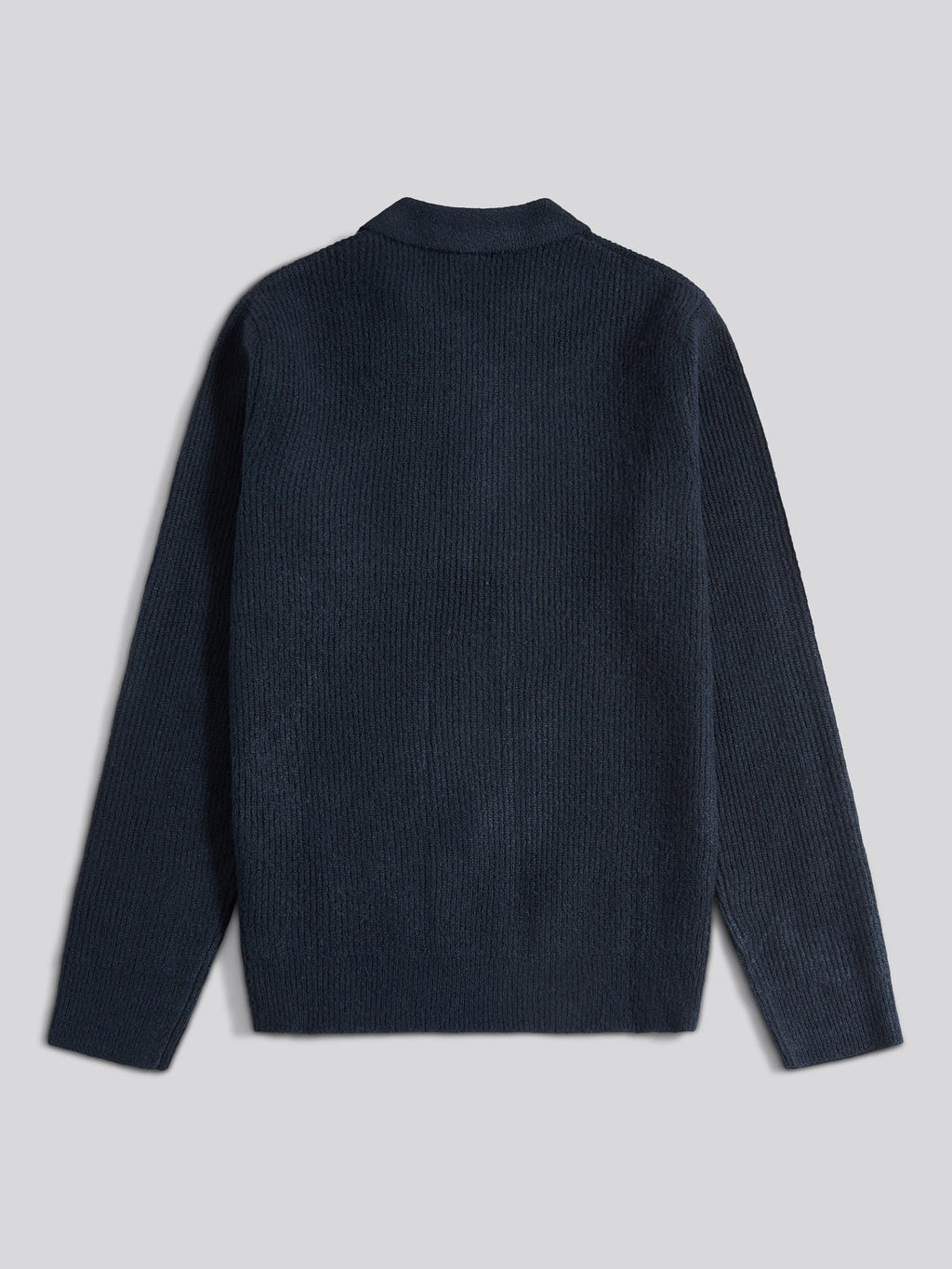Mens Brushed Knit Long Sleeve Polo Shirt in Dark Sapphire Navy