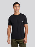 Mens Double Horsemen Pocket T-Shirt in Black Bright White DHM