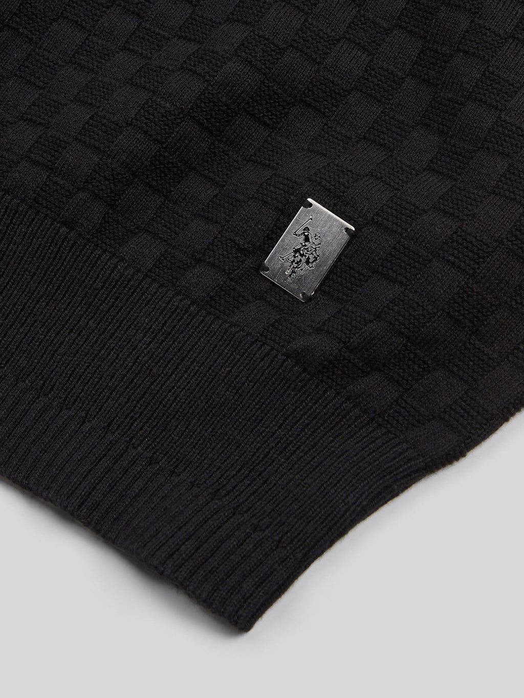 Mens Smart Checkerboard Zip Through Funnel in Black
