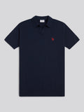 Mens Combed Cotton Double Horsemen Revere Polo Shirt Dark Sapphire Navy / Haute Red DHM