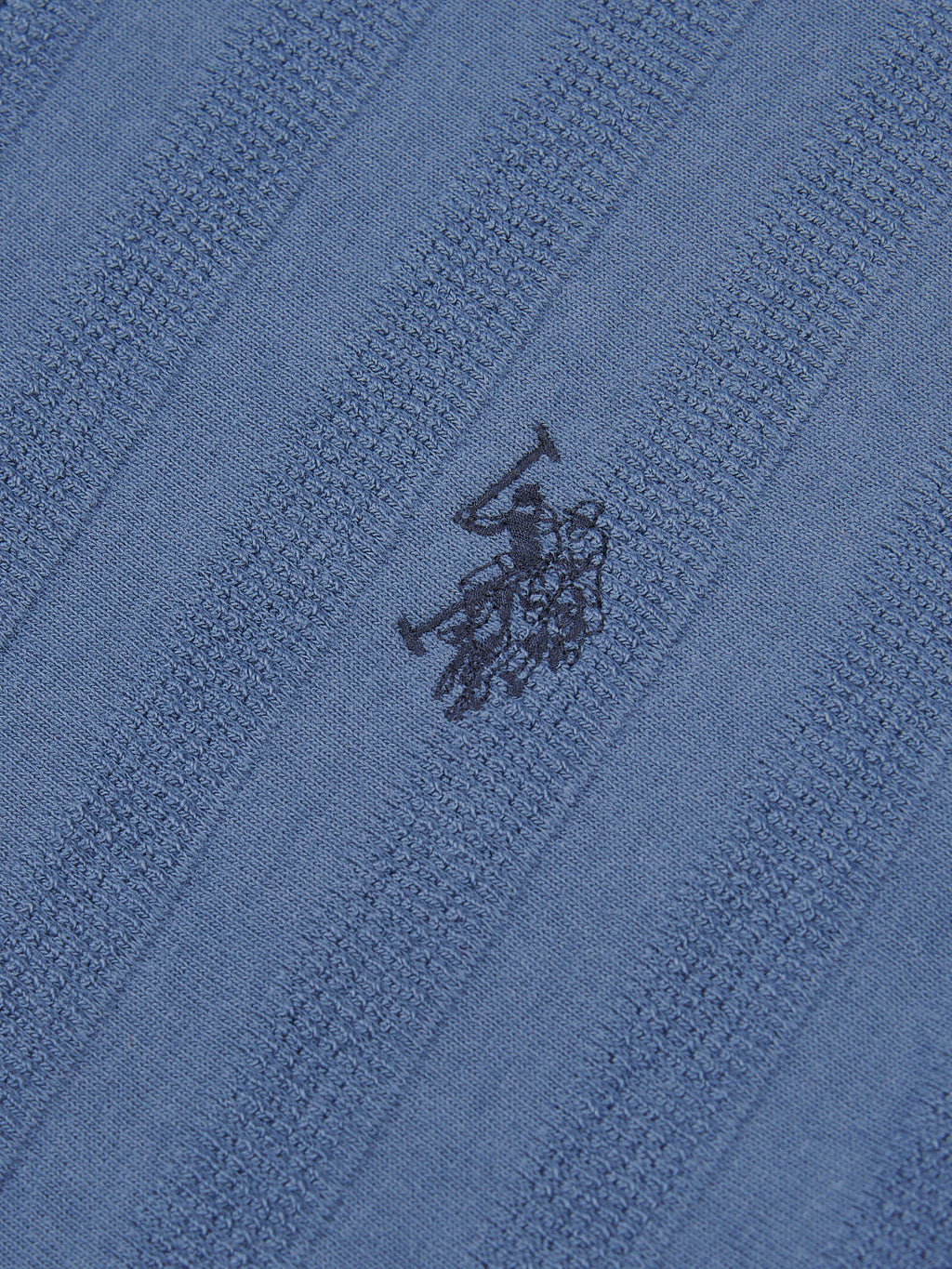 Mens Vertical Stripe Texture Polo Shirt in Vintage Indigo