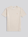 Mens Vertical Texture Loose Knit T-Shirt Beige