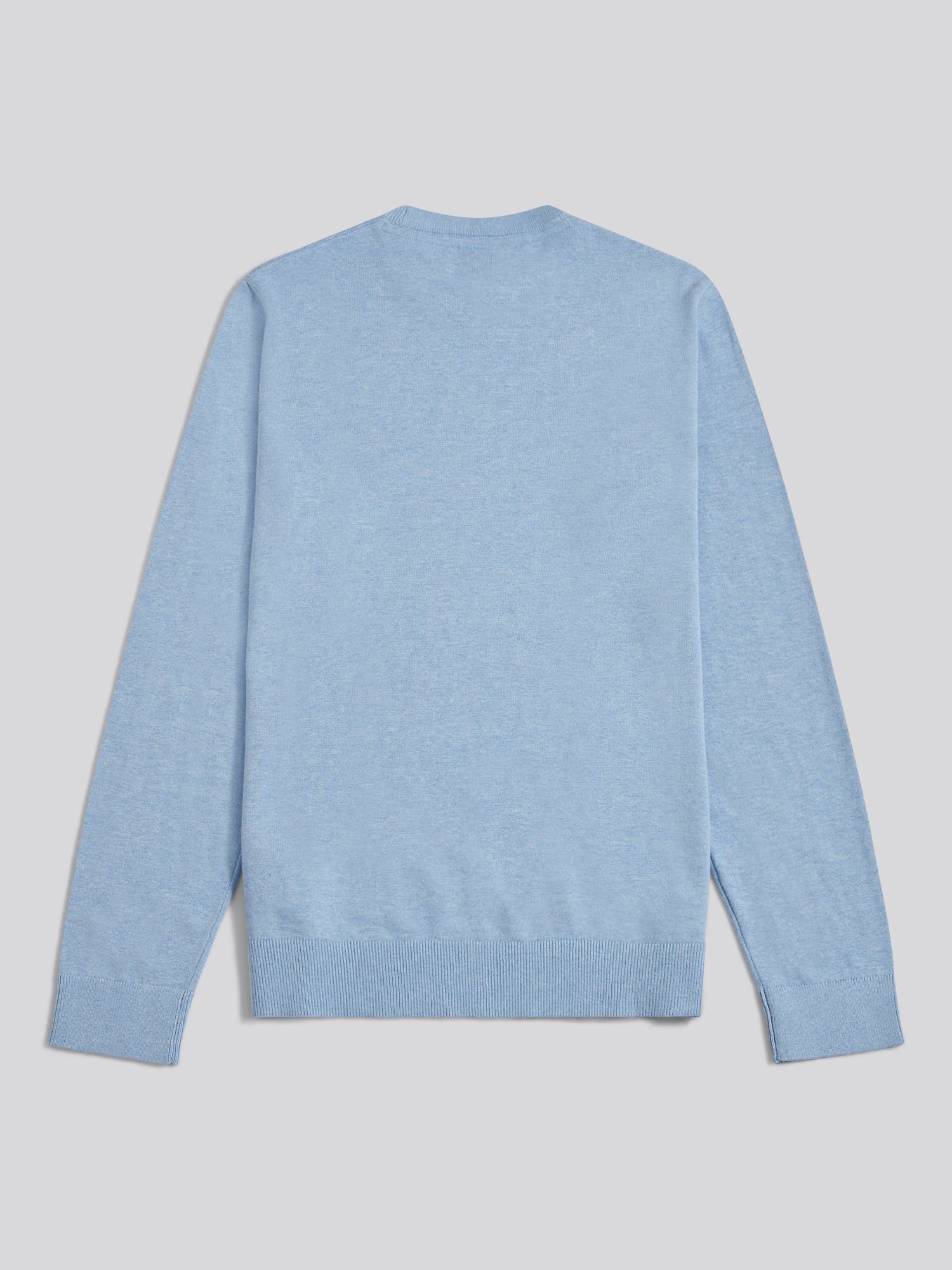 Mens Double Horsemen Cotton Knit Crew Jumper Parisian Blue Marl