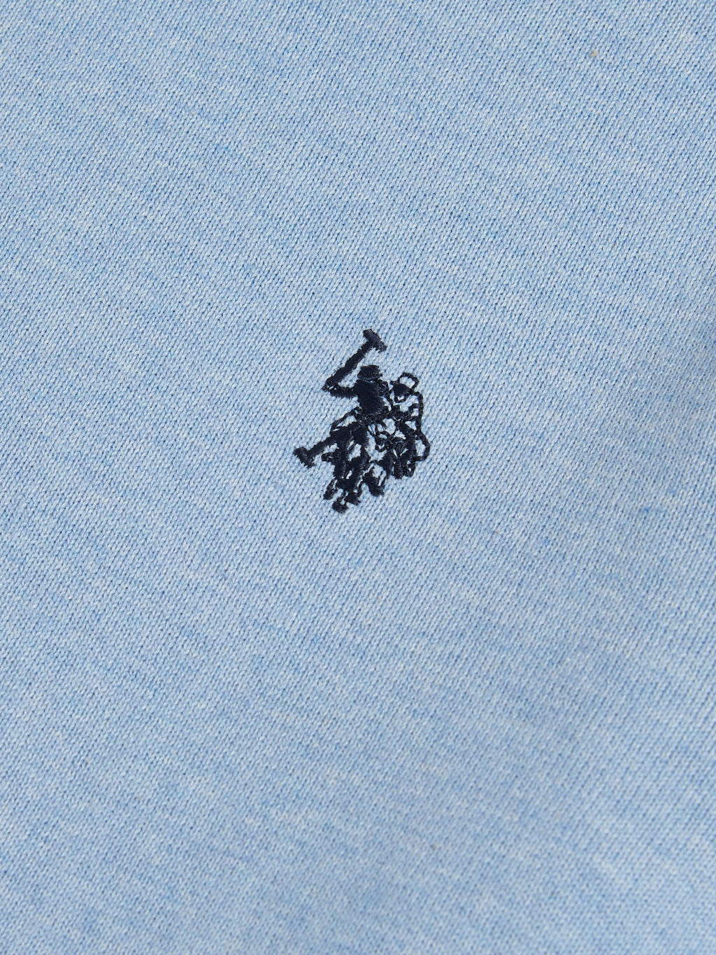 Mens Double Horsemen Cotton Knit Crew Jumper Parisian Blue Marl