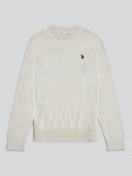 Mens Double Horsemen Cotton Knit Crew Jumper Birch Marl