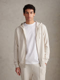 Mens Double Horsemen Interlock Zip Hoodie Beige