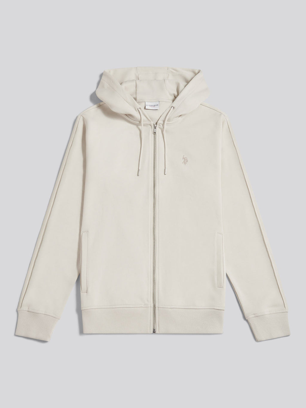 Mens Double Horsemen Interlock Zip Hoodie Beige