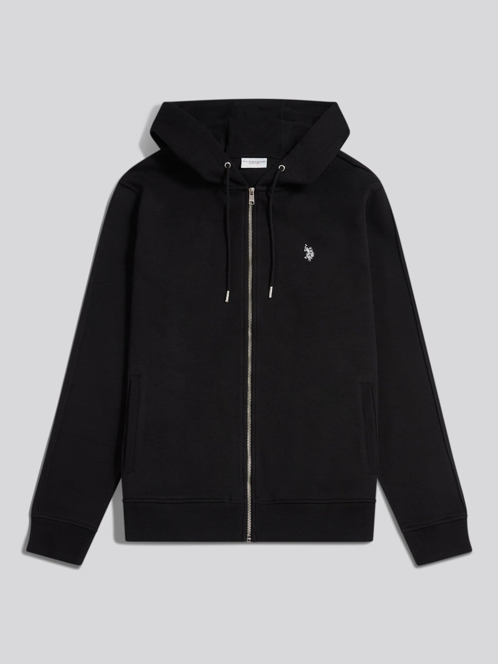 Mens Double Horsemen Interlock Zip Hoodie Black Bright White DHM