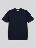 Mens Vertical Texture Knit T-Shirt Dark Sapphire Navy / Moonlight Blue DHM