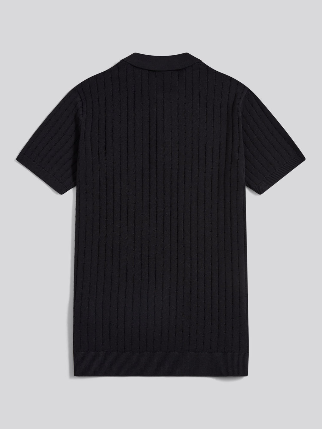 Mens Zip Knit Short Sleeve Polo Shirt Black