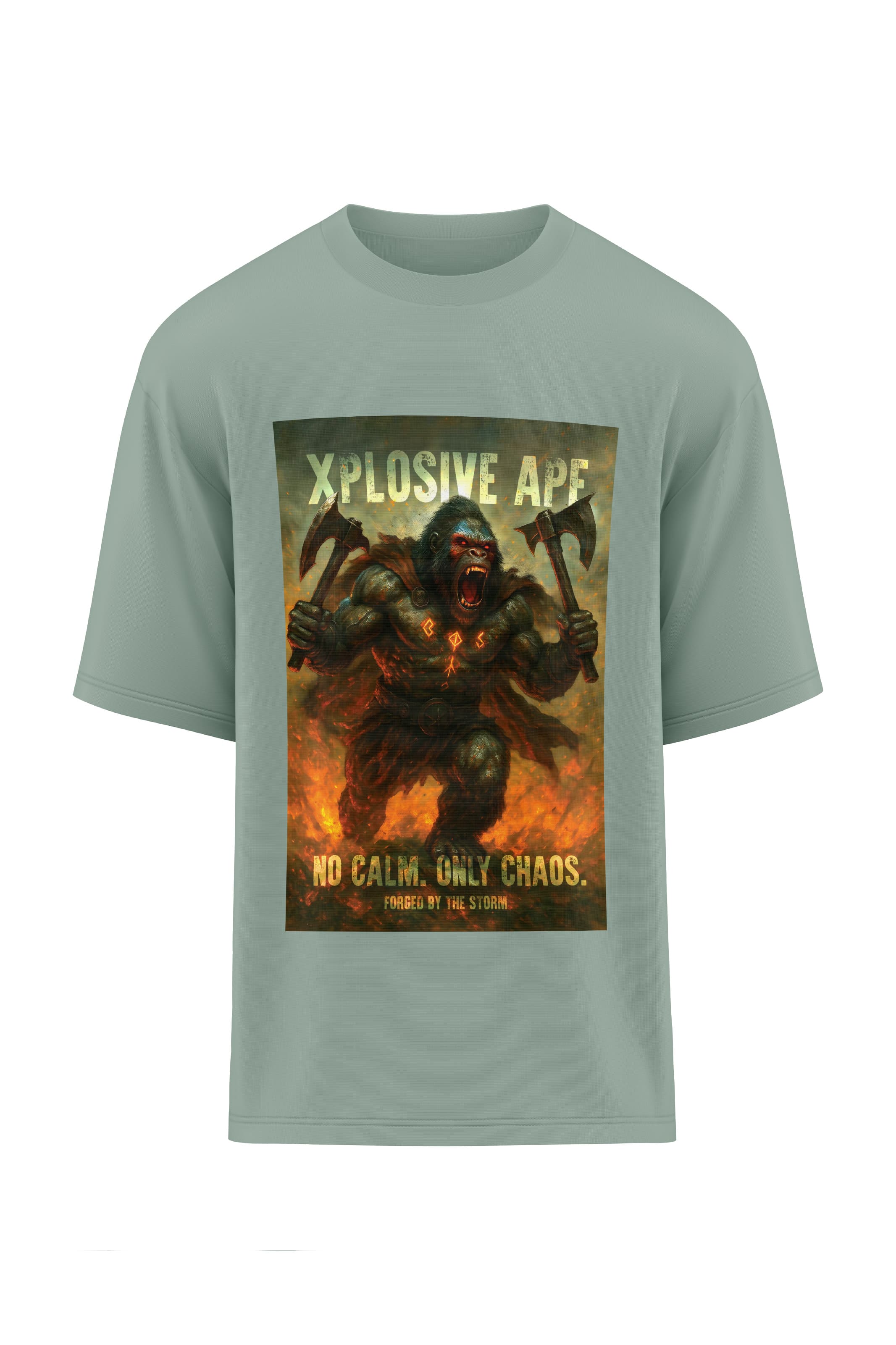 XAPE No Calm Only Chaos  Oversized Tee - Sage