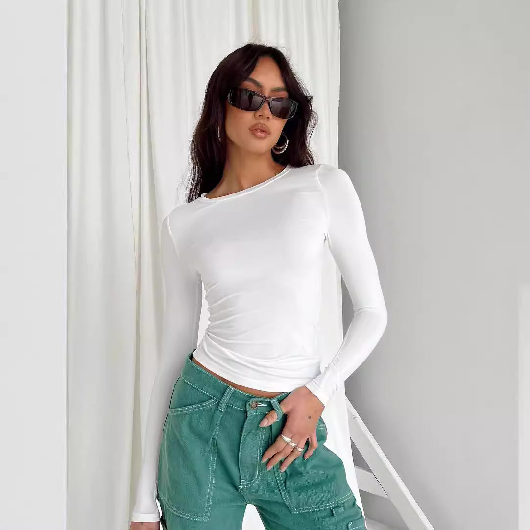 Versatile Irregular Slim Fit Bottoming Top Slim-fit Long Sleeve