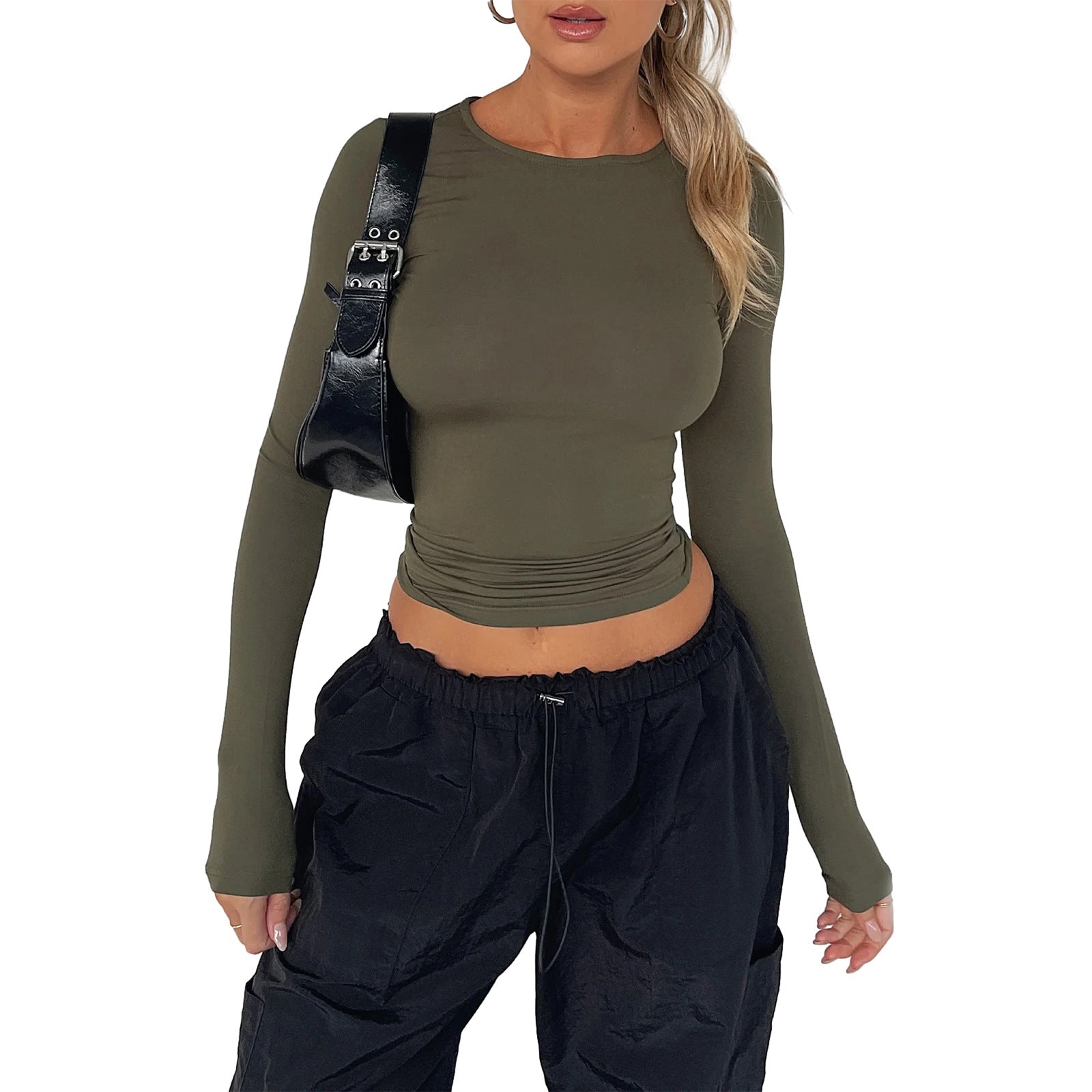 Versatile Irregular Slim Fit Bottoming Top Slim-fit Long Sleeve