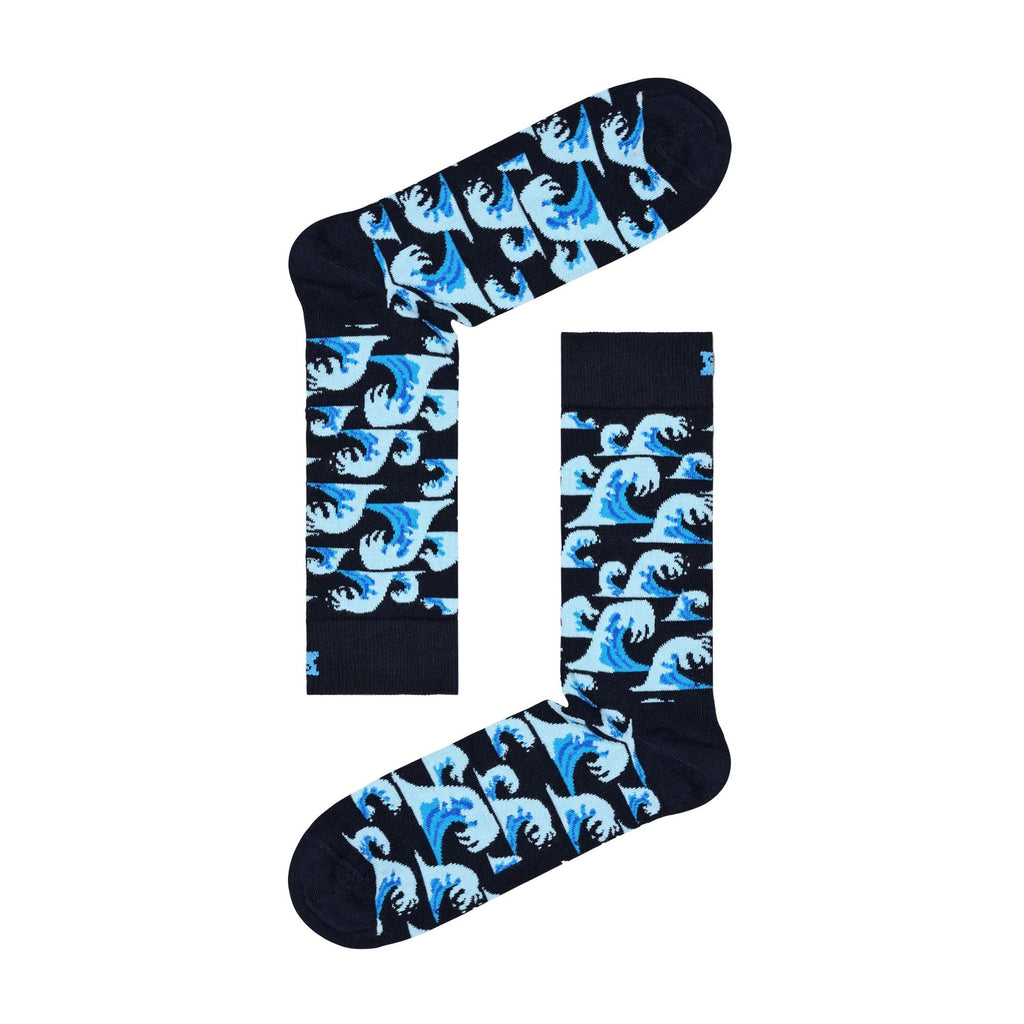 1 Pack Mens & Ladies Cotton Blue Waves Design Socks