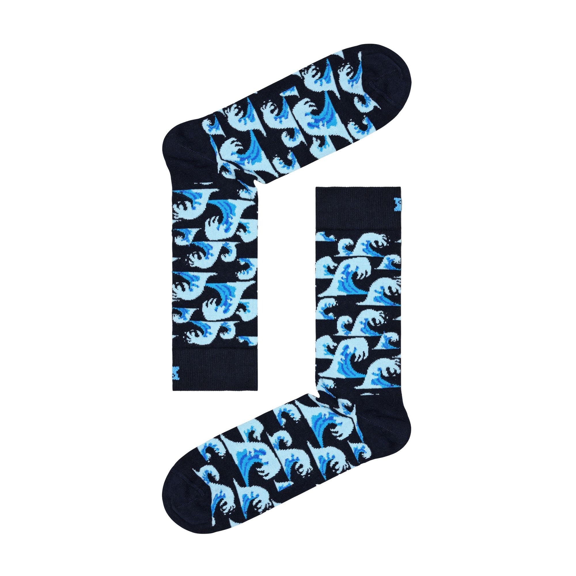 1 Pack Mens & Ladies Cotton Blue Waves Design Socks