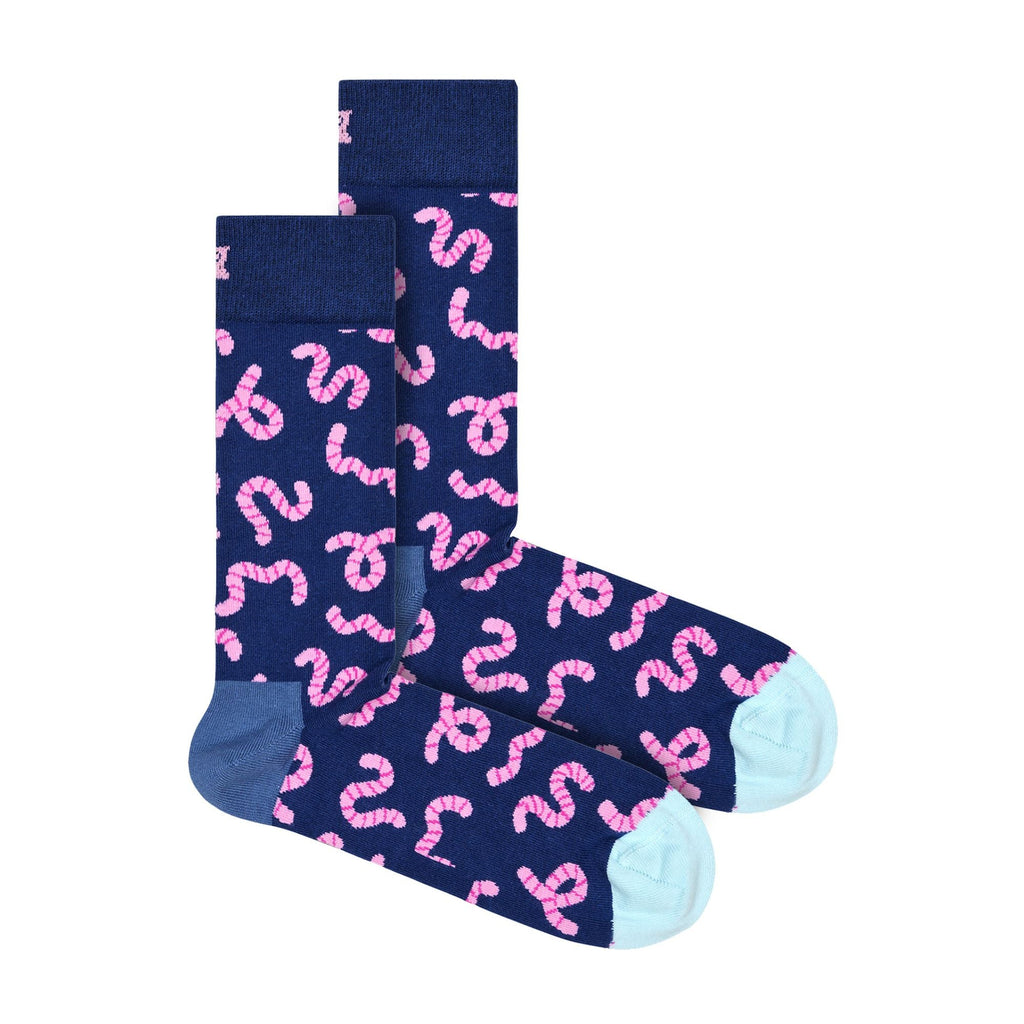 1 Pack Mens & Ladies Cotton Navy Worm Design Socks