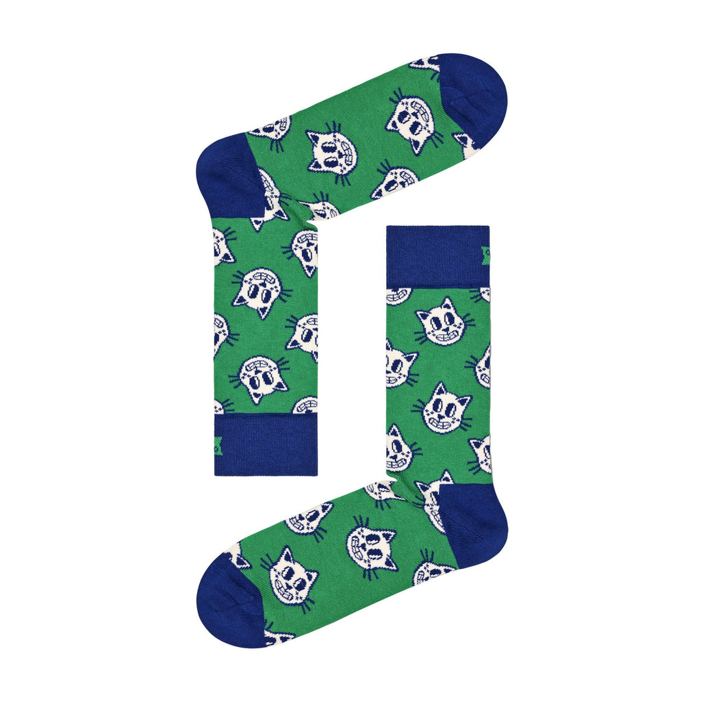1 Pack Mens & Ladies Cotton Green Cat Design Socks