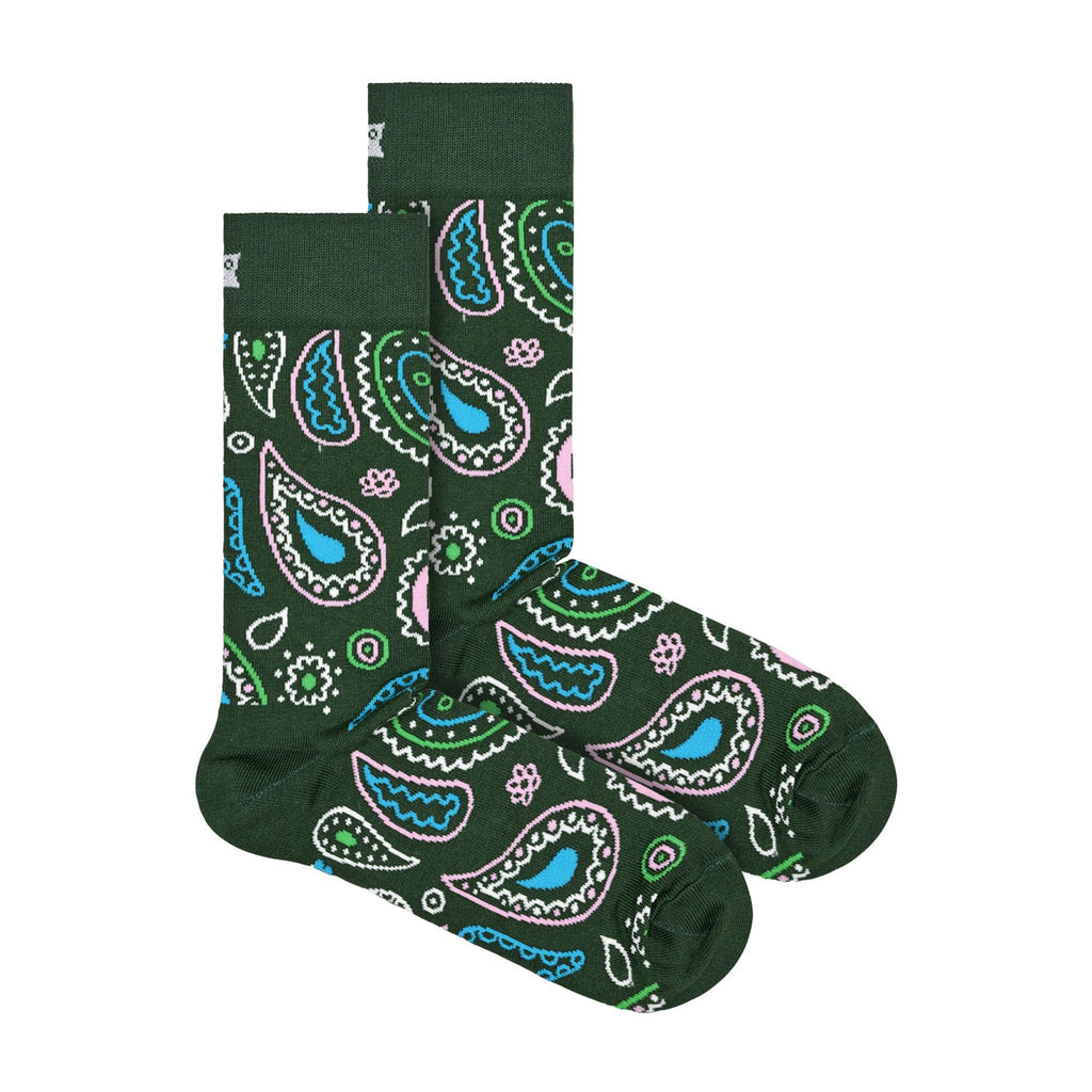 1 Pack Mens & Ladies Cotton Green Paisley Design Socks