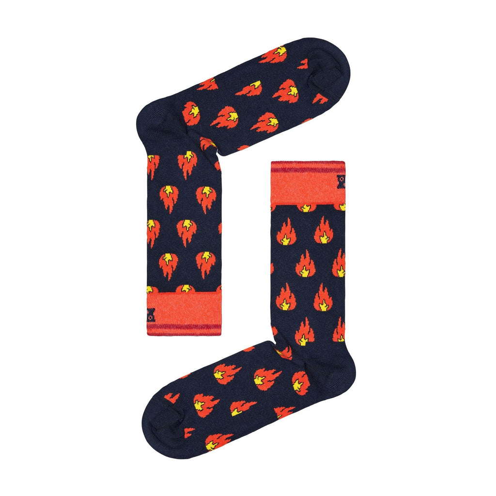 1 Pack Unisex Cotton Navy Flames Design Socks