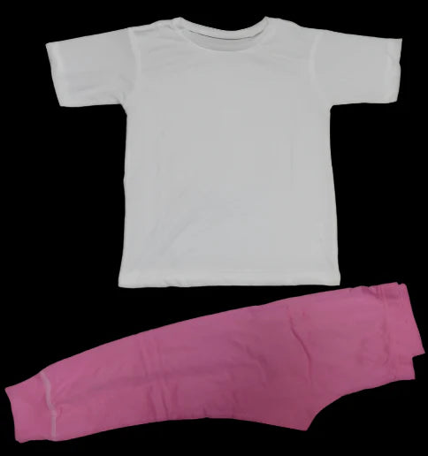 Pink & White Plain Kids Pyjamas
