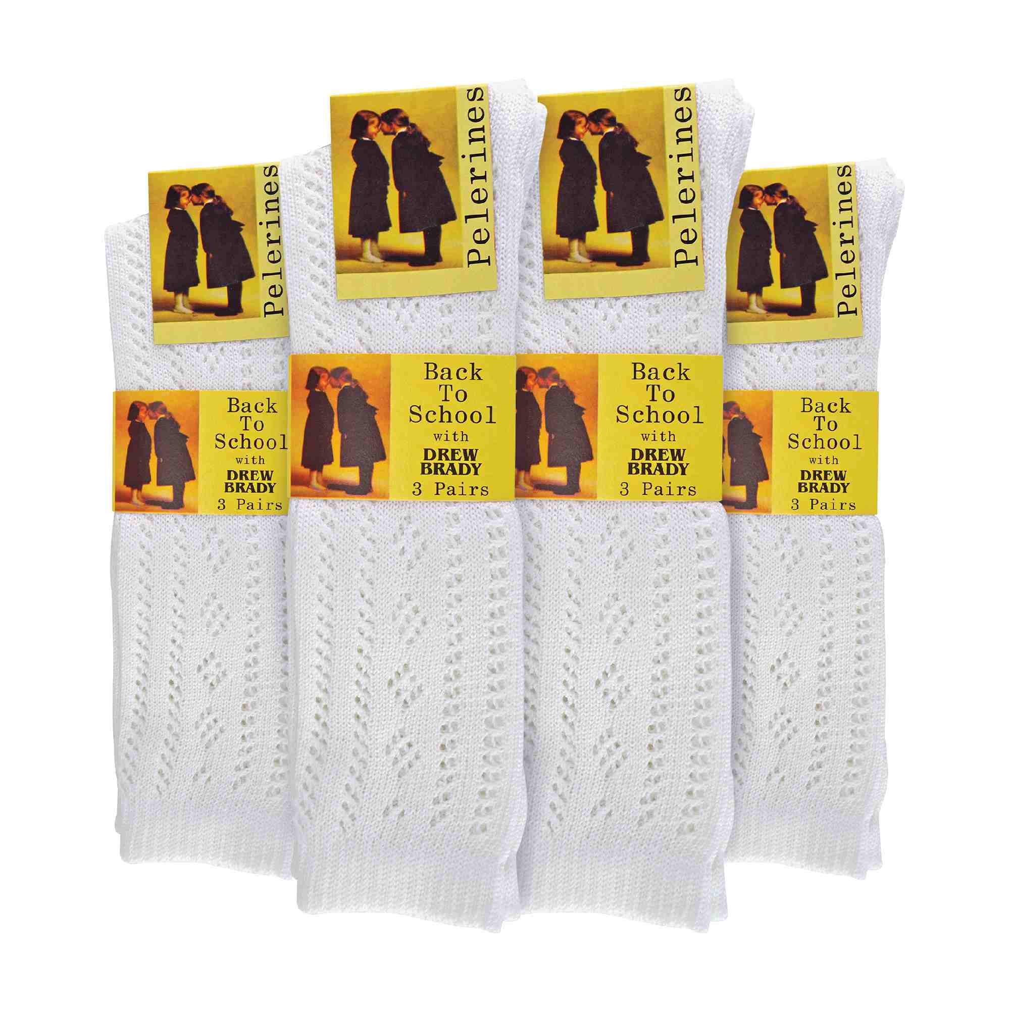 12 Pair Soft Cotton Rich Knee High White Uniform Kids Socks for School