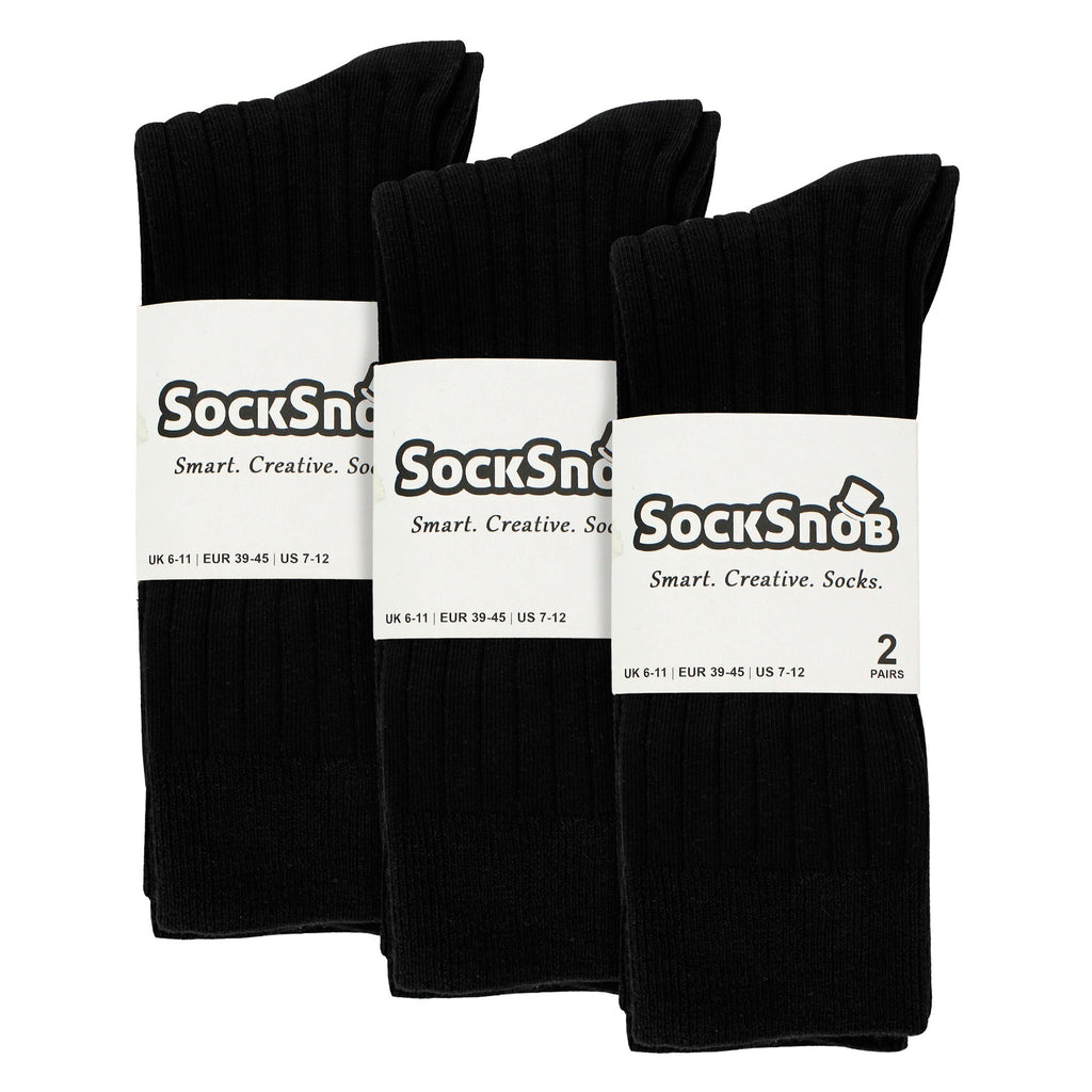 Mens Plain Coloured Cotton Rich Ribbed Dress Socks