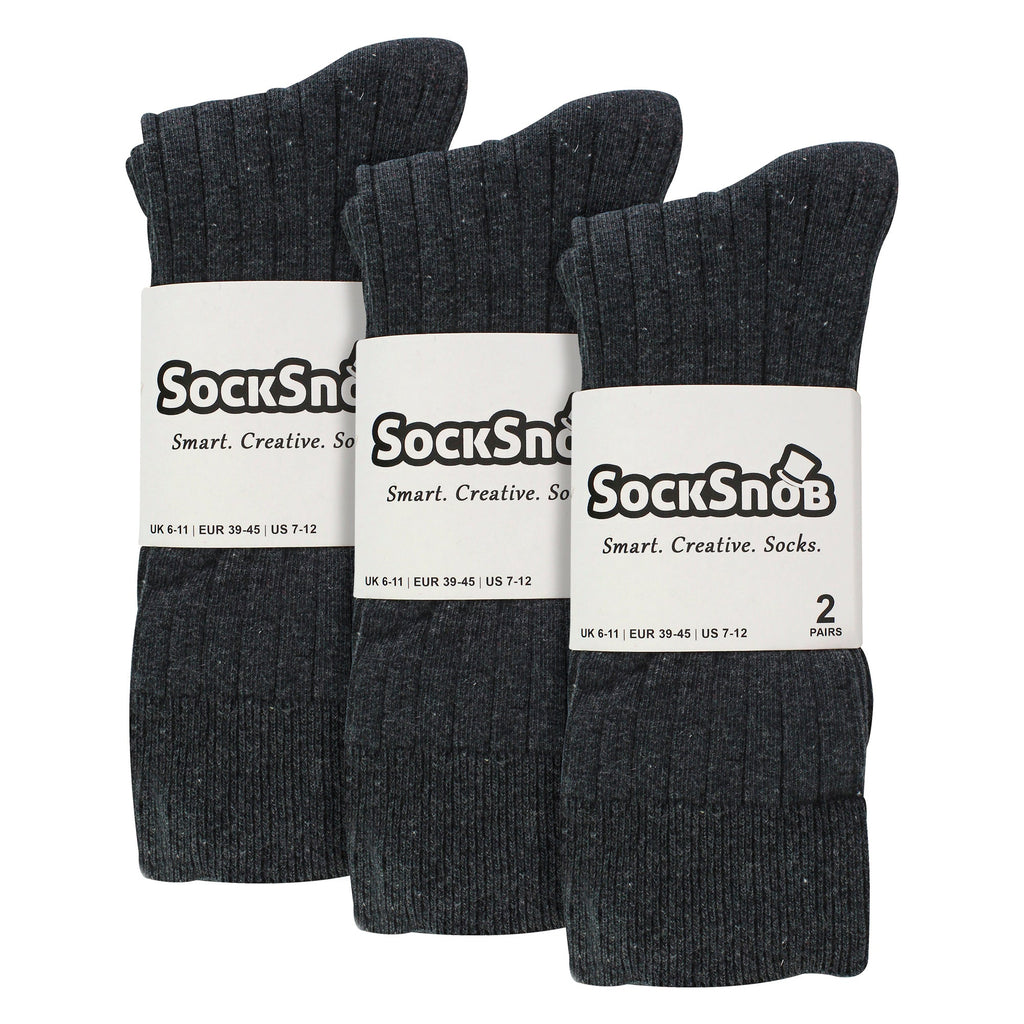 Mens Plain Coloured Cotton Rich Ribbed Dress Socks