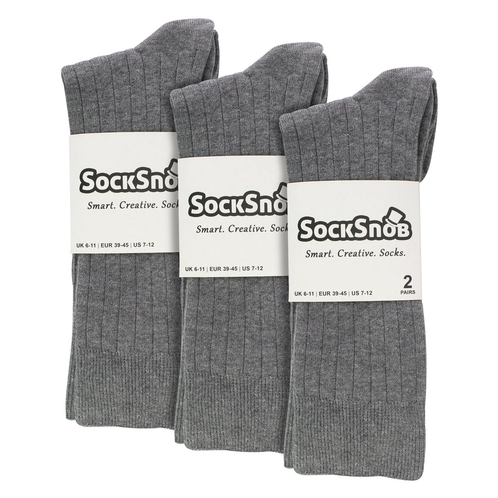 Mens Plain Coloured Cotton Rich Ribbed Dress Socks