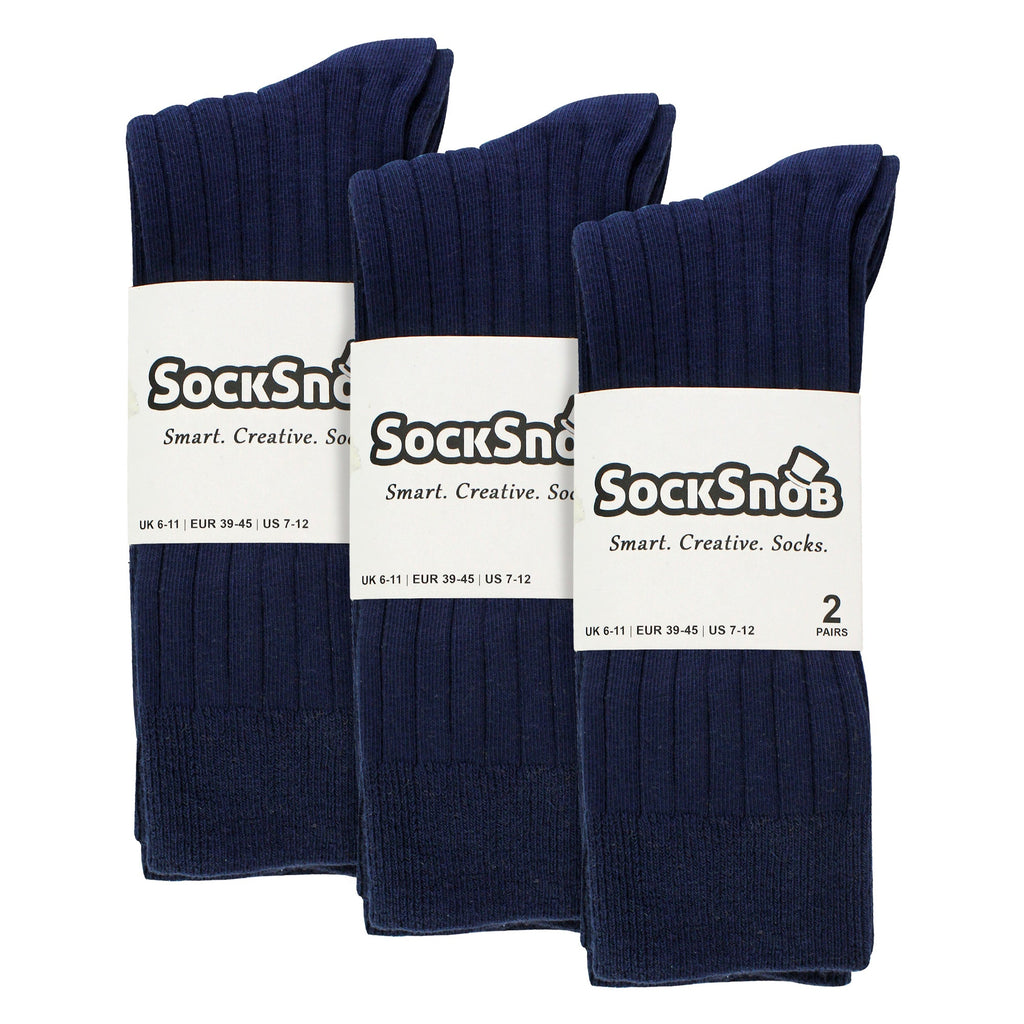 Mens Plain Coloured Cotton Rich Ribbed Dress Socks