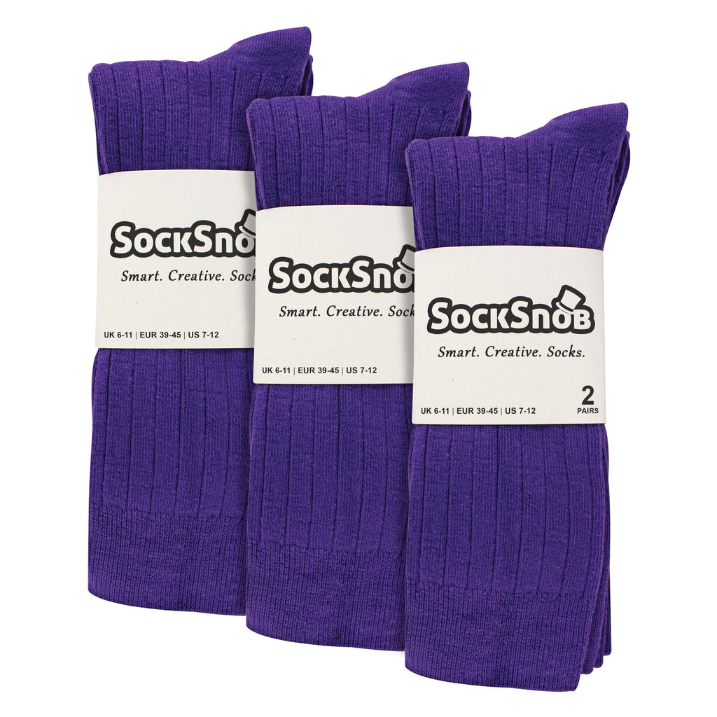 Mens Plain Coloured Cotton Rich Ribbed Dress Socks