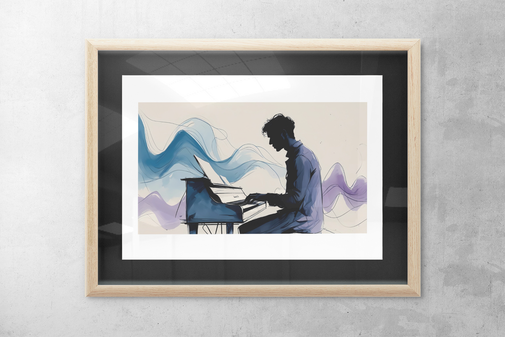 Elegant Piano Player Wall Art - Flowing Abstract Music Poster