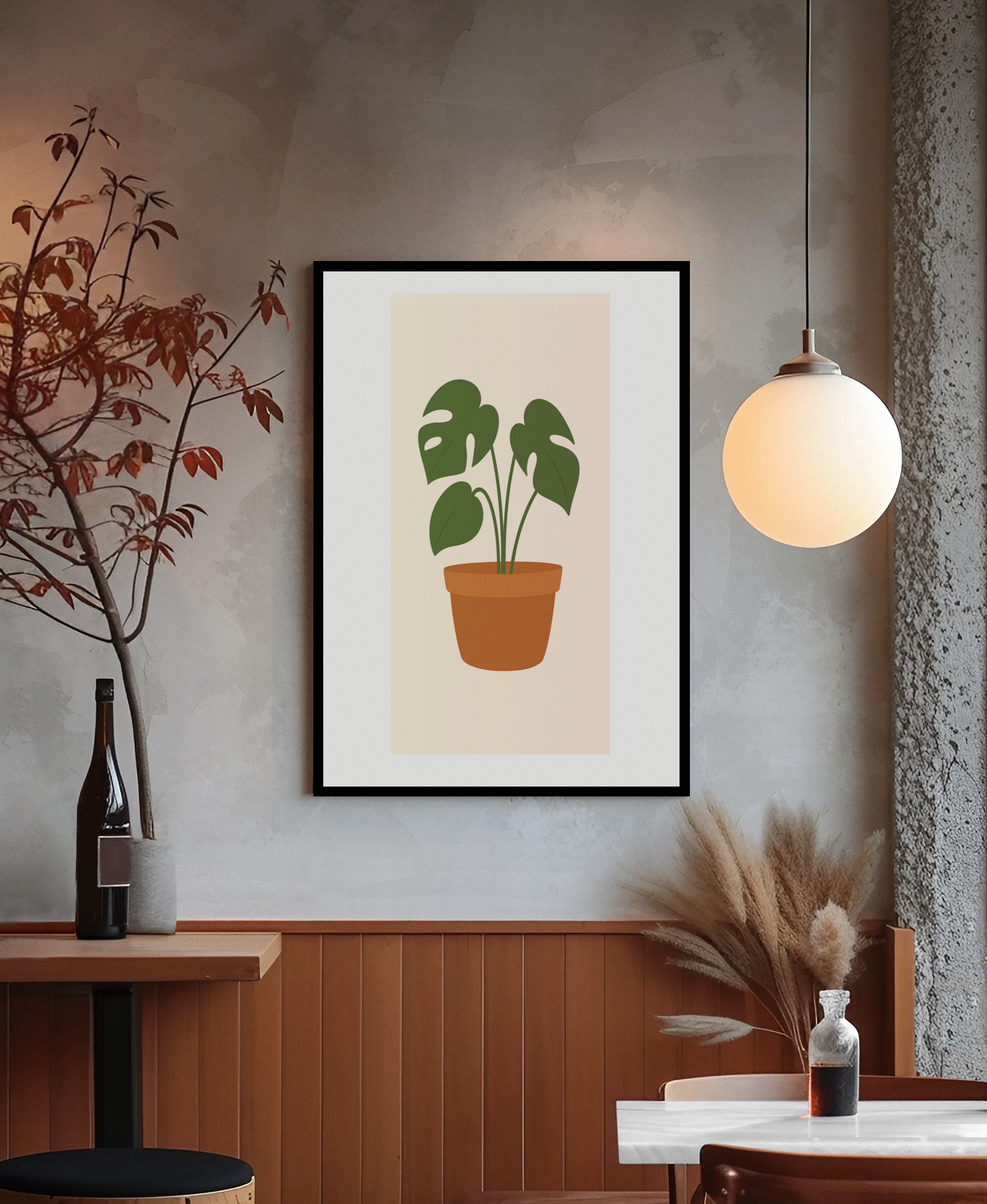 Minimalist Monstera Plant Print – Boho Botanical Wall Art
