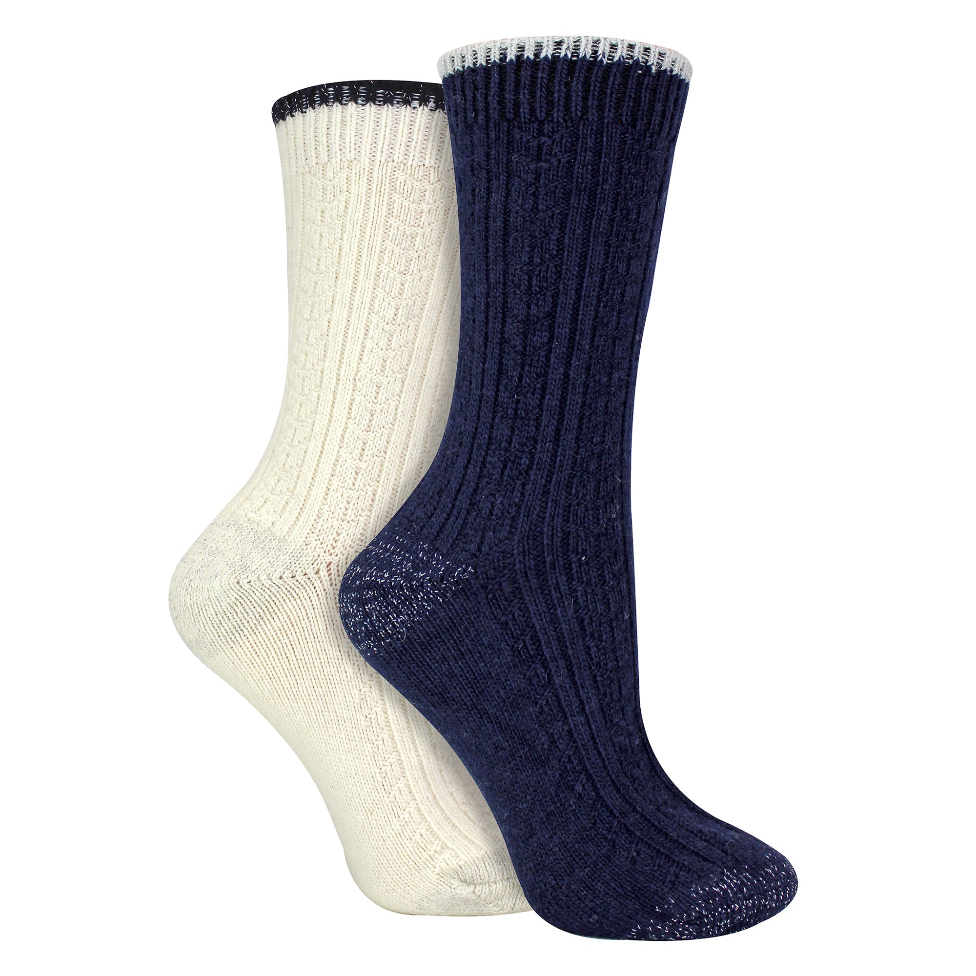 4 Pack Ladies Cable Knit and Lurex Glitter Socks for Sparkling Style and Comfort